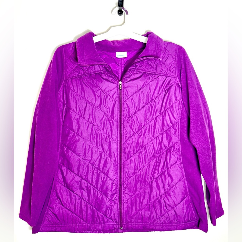 Women's Columbia Fleece Jacket Full Zip Purple Quilted size 3X Plus Size